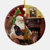 Santa-Two Teckels (BT+rood) Keramisch Ornament (Achterkant)