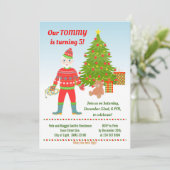 Santa Ugly Sweater Birthday Party Invitation Kaart (Staand voorkant)