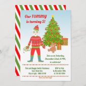 Santa Ugly Sweater Birthday Party Invitation Kaart (Voorkant / Achterkant)