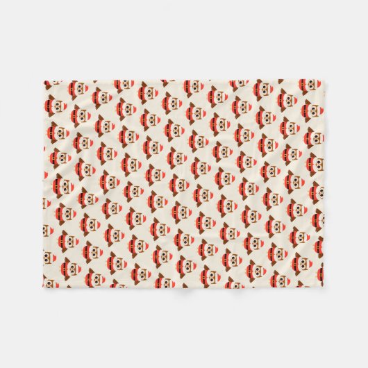 Santa Uil Fleece Deken (Voorkant (Horizontaal))