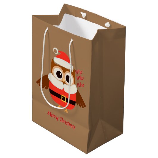 Santa Uil Giftbag Medium Cadeauzakje (Voorkant Gekanteld)