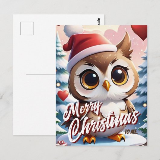 Santa Uil Vrolijk Kerstfeest voor mij Groet Briefkaart (Voorkant / Achterkant)