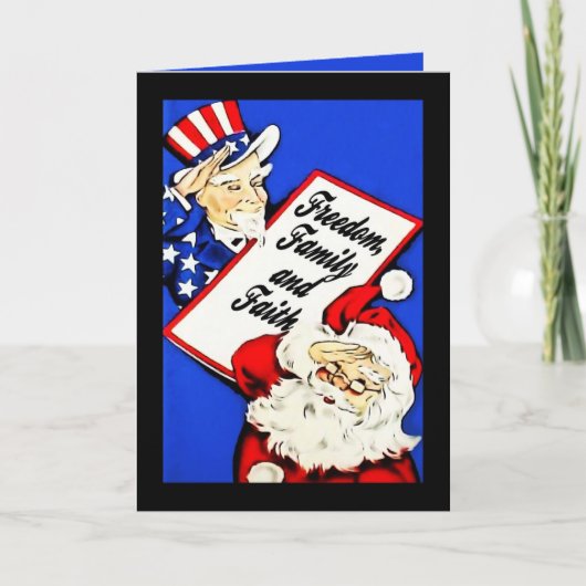Santa, Uncle Sam Salute Patriotic Christmas Cards Feestdagen Kaart (Voorkant)