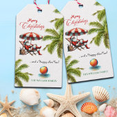 Santa under a Beach Umbrella Christmas Cadeaulabel