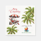 Santa under a Beach Umbrella Christmas Servet (Voorkant)