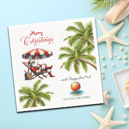 Santa under a Beach Umbrella Christmas Servet