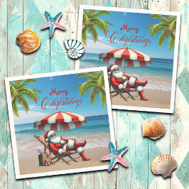 Santa under a Beach Umbrella Christmas Servet
