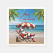 Santa under a Beach Umbrella Christmas Servet (Voorkant)