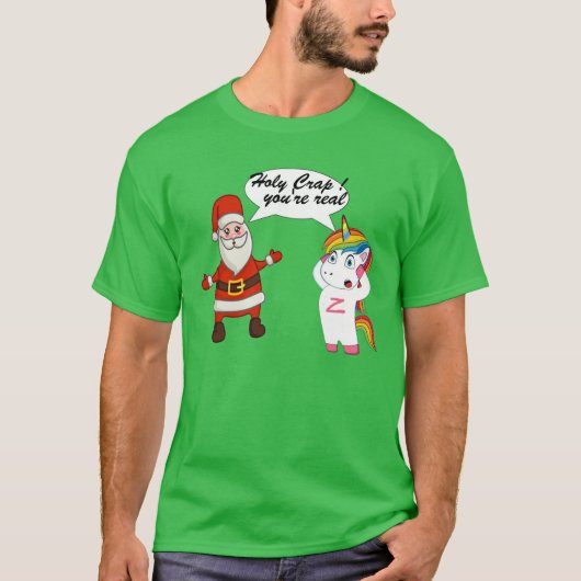 Santa Unicorn Christmas Shirt - Funny Holiday T-sh (Voorkant)
