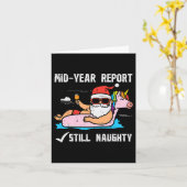 Santa Unicorn Floatie still Naughty Funny Christma Kaart (Gele Bloem)