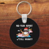 Santa Unicorn Floatie Still Naughty Funny Christma Sleutelhanger (Voorkant)