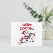 Santa Unicorn Merry Christmas Briefkaart (Staand voorkant)