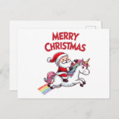 Santa Unicorn Merry Christmas Briefkaart (Voorkant / Achterkant)