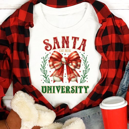 Santa University Bow Coquette Kerstmis Tri-Blend Shirt