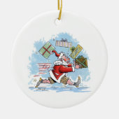 Santa Unprepared round ceramic ornament (Voorkant)