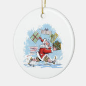 Santa Unprepared round ceramic ornament (Links)