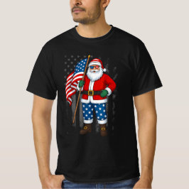 Santa USA Amerikaanse vlag kerst in juli T-shirt