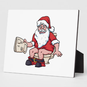 Santa Using Toilet Fotoplaat