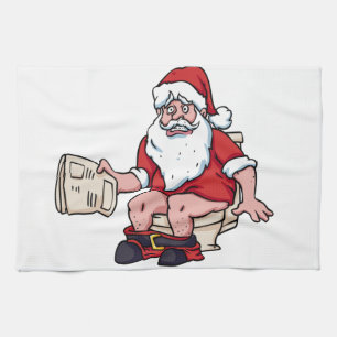 Santa Using Toilet Theedoek
