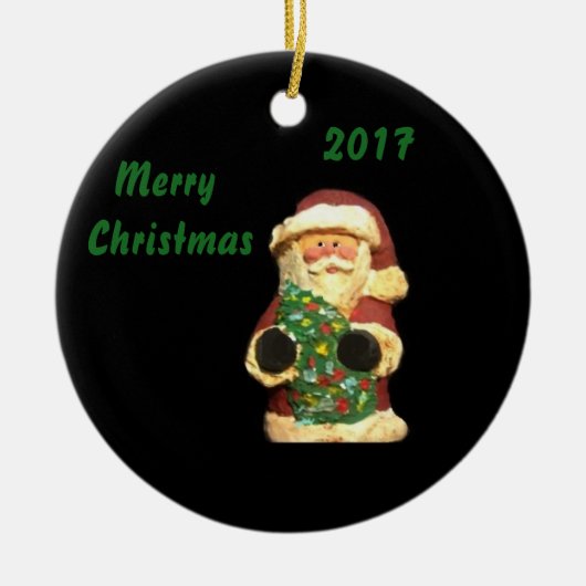 SANTA VAN 2017 MET BEHANDELING VAN CHRISTMAS COLLE KERAMISCH ORNAMENT (Voorkant)