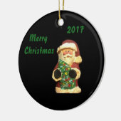 SANTA VAN 2017 MET BEHANDELING VAN CHRISTMAS COLLE KERAMISCH ORNAMENT (Links)