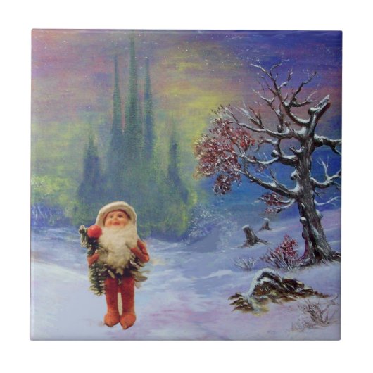 SANTA VAN DE GNOMEN TEGELTJE (Voorkant)