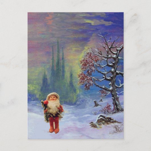 SANTA VAN DE GNOMES Blue Winter Holiday Kerstmis Feestdagenkaart (Voorkant)