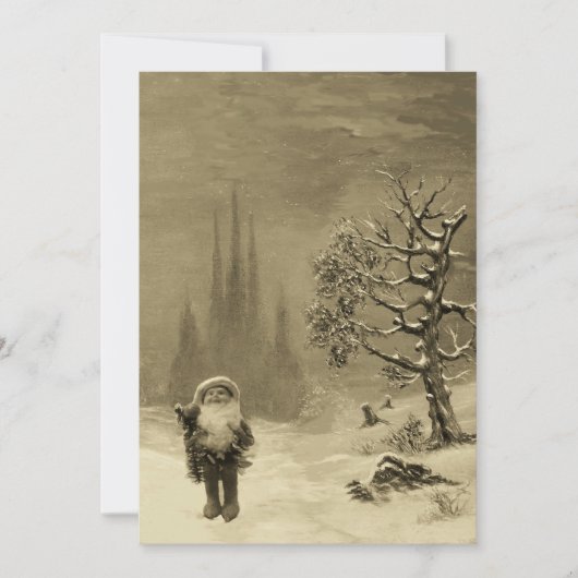 SANTA VAN DE GNOMES, CHRISTMAS PARTIJ Sepia Brown Kaart (Voorkant)