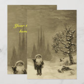 SANTA VAN DE GNOMES, CHRISTMAS PARTIJ Sepia Brown Kaart (Voorkant / Achterkant)