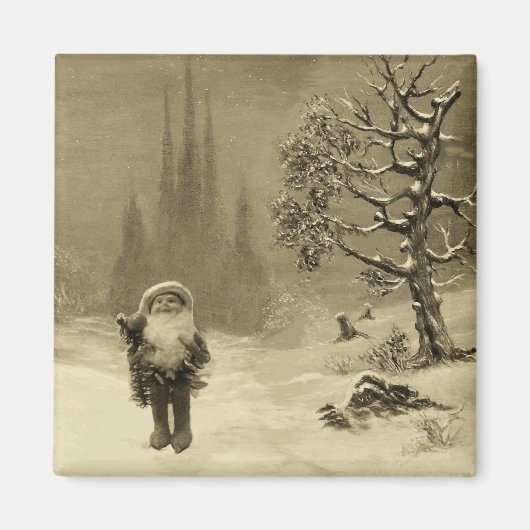 SANTA VAN DE GNOMES Funny Kerstmis Sepia Brown Magneet (Voorkant)