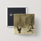 SANTA VAN DE GNOMES Funny Kerstmis Sepia Brown Vierkante Button 5,1 Cm (Voorkant /achterkant)