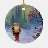 SANTA VAN DE GNOMES MET RODE RUBY KERAMISCH ORNAMENT (Voorkant)
