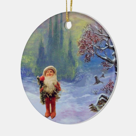 SANTA VAN DE GNOMES MET RODE RUBY KERAMISCH ORNAMENT (Links)