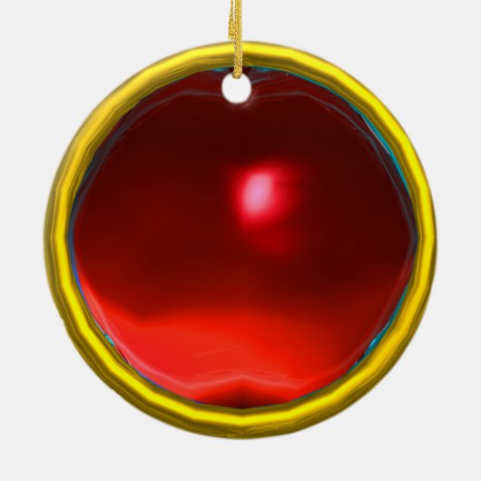 SANTA VAN DE GNOMES MET RODE RUBY KERAMISCH ORNAMENT (Achterkant)