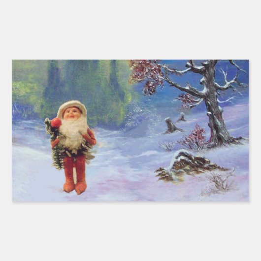 SANTA VAN DE GNOMES RECHTHOEKIGE STICKER (Voorkant)