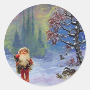 SANTA VAN DE GNOMES RONDE STICKER