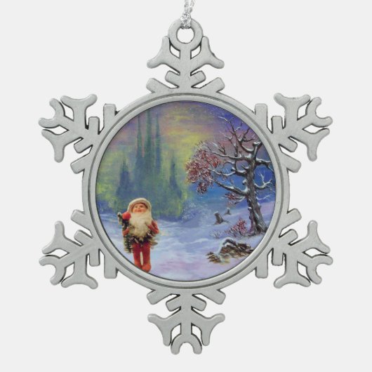 SANTA VAN DE GNOMES TIN SNEEUWVLOK ORNAMENT (Voorkant)