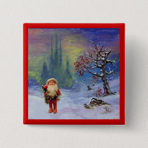 SANTA VAN DE GNOMES VIERKANTE BUTTON 5,1 CM