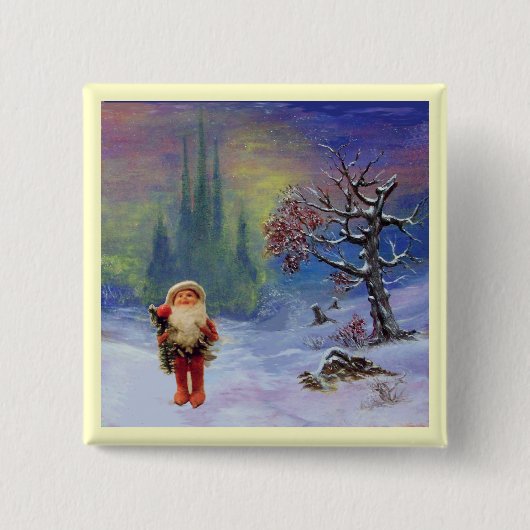 SANTA VAN DE GNOMES VIERKANTE BUTTON 5,1 CM (Voorkant)