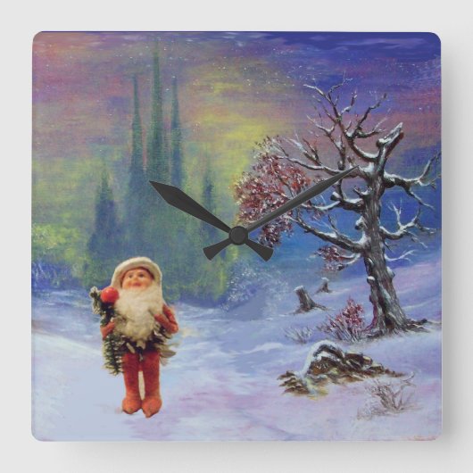 SANTA VAN DE GNOMES VIERKANTE KLOK (Voorkant)