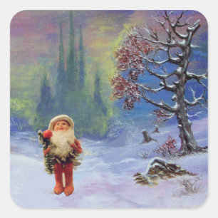 SANTA VAN DE GNOMES VIERKANTE STICKER