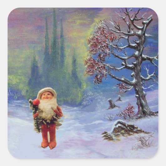 SANTA VAN DE GNOMES VIERKANTE STICKER (Voorkant)