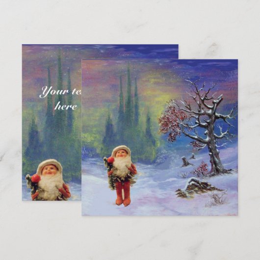 SANTA VAN DE GNOMES, WINTER HOLIDAY CHRISTMAS PART KAART (Voorkant / Achterkant)