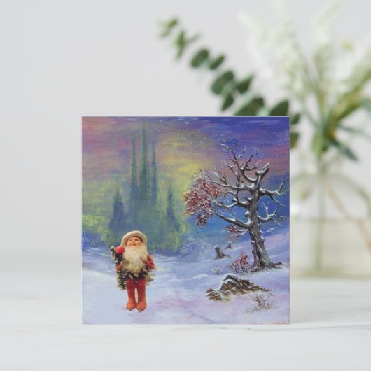 SANTA VAN DE GNOMES, WINTER HOLIDAY CHRISTMAS PART KAART (Staand voorkant)