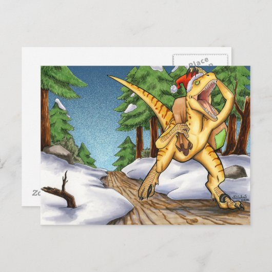 Santa Velociraptor Feestdagenkaart (Voorkant / Achterkant)