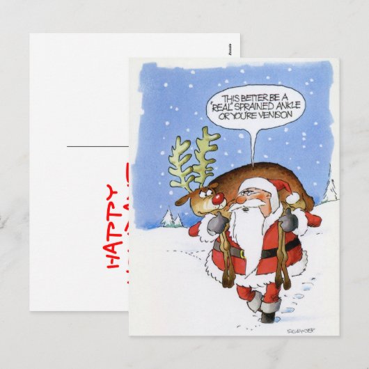 Santa Venison Feestdagenkaart (Voorkant / Achterkant)