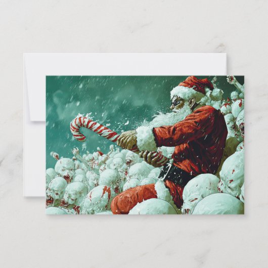 Santa Versus The Snowmen Flat Greeting Card Kaart (Voorkant)