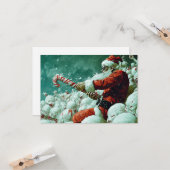 Santa Versus The Snowmen Flat Greeting Card Kaart (Voorkant / Achterkant in situ)