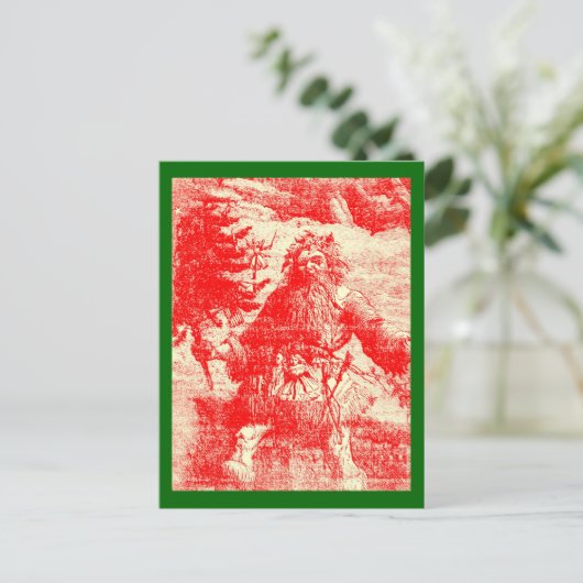 Santa Victoriaans Toile Christmas Feestdagenkaart (Staand voorkant)