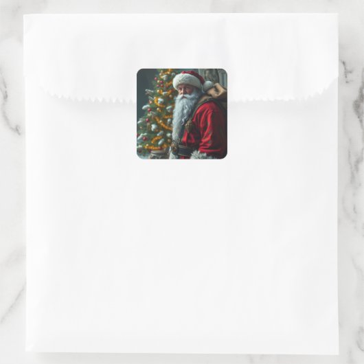 Santa Vierkante Sticker (Tas)